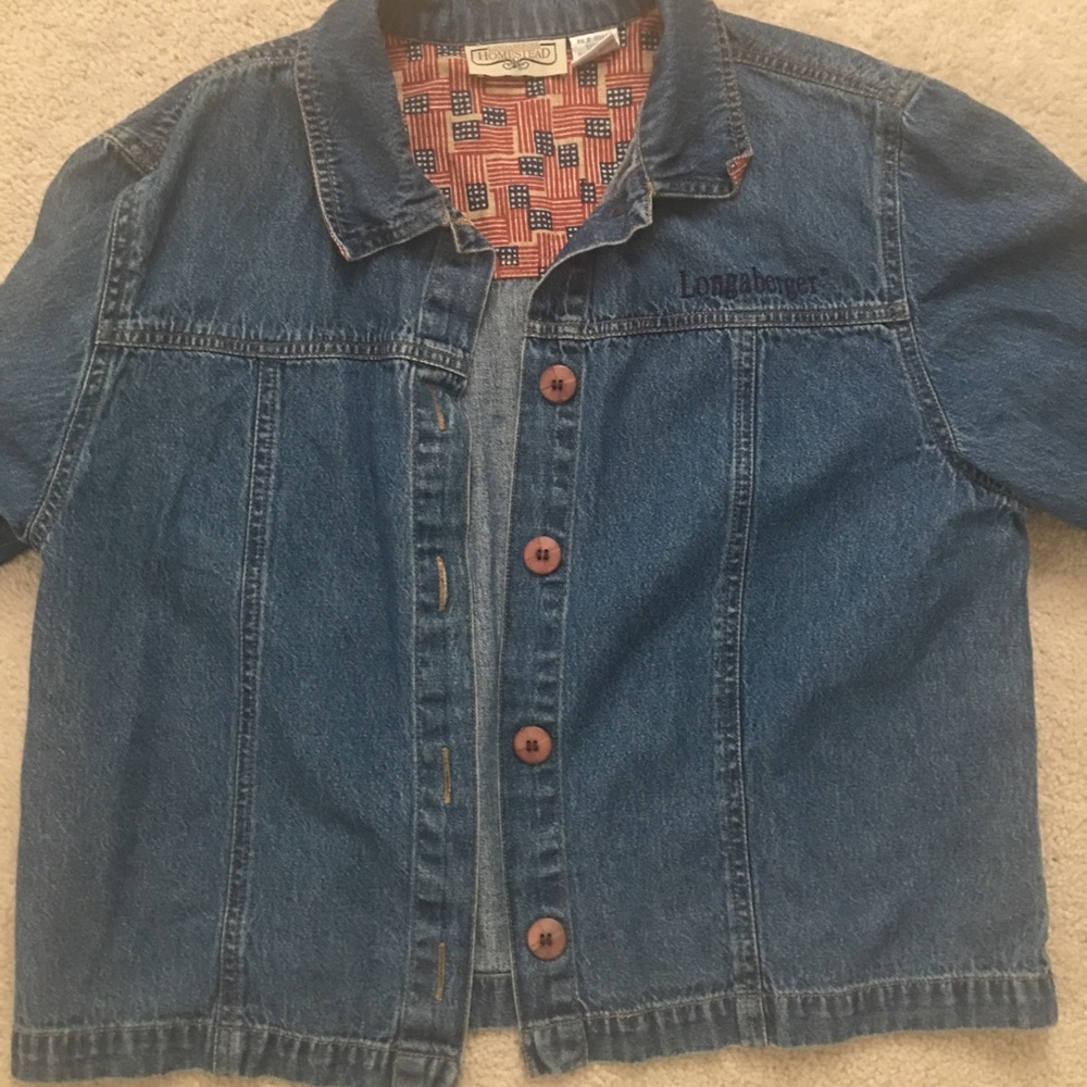 Cropped Thrifted Patriotic Jean Shirt Jacket